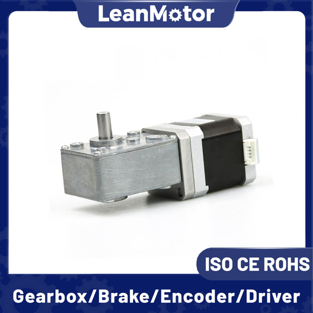 Leanmotor Nema 17 Motor de passo bif&aacute;sico com engrenagem sem-fim 42x42mm 4 fios ou 6 fios 